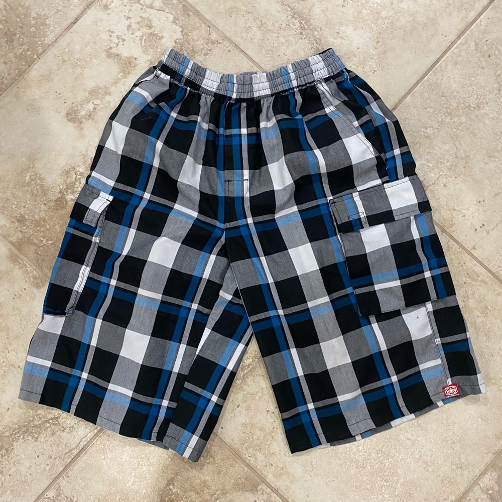 Y2K Maui Built Tropix Hawaii Long Plaid Cargo Shorts Men’s Size S